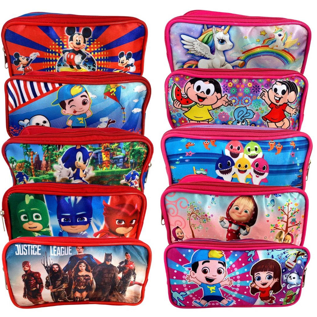 Estojo Escolar Duplo 60 Personagens Diferentes 2 D