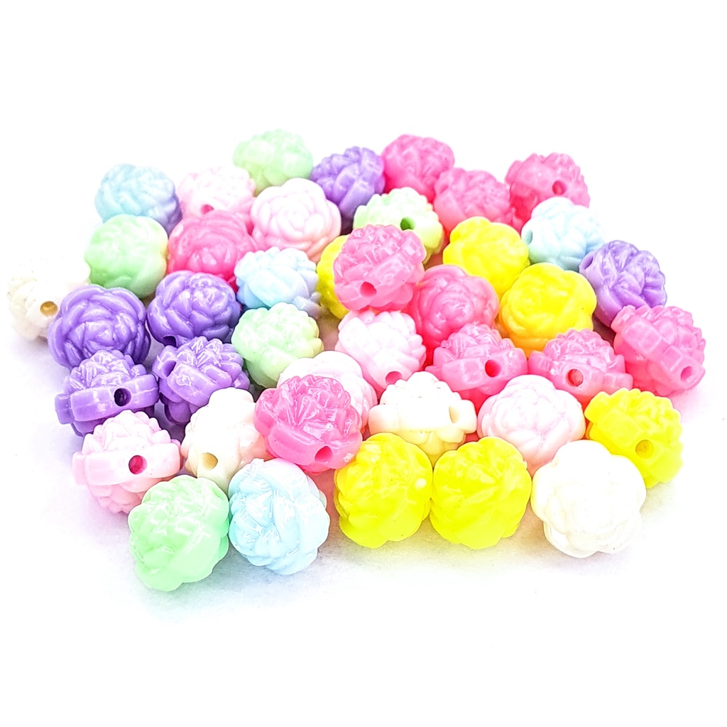 Miçanga Flor 10mm Candy Colors com Furo Passante 