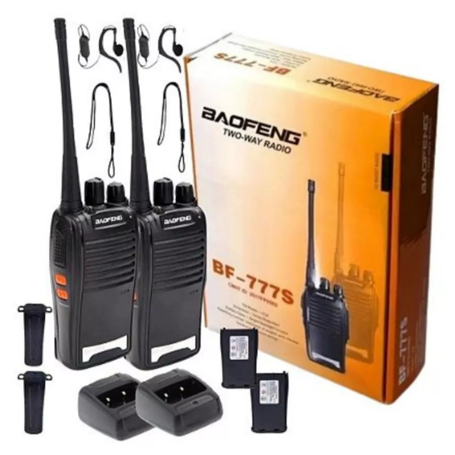 Kit 2 Rádio Comunicador Walk Talk Baofeng 777s co