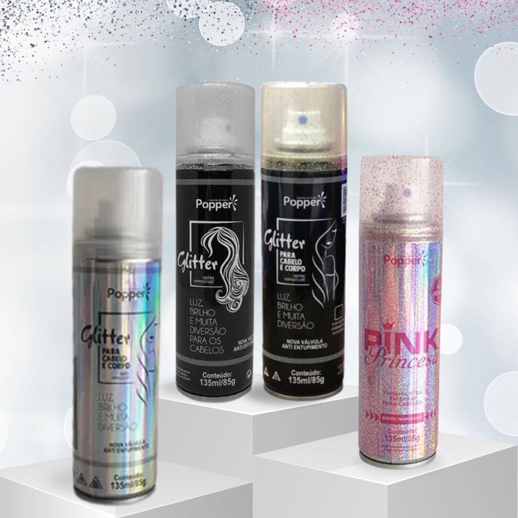 Spray Glitter Popper Para Cabelo, Roupa e Corpo 13