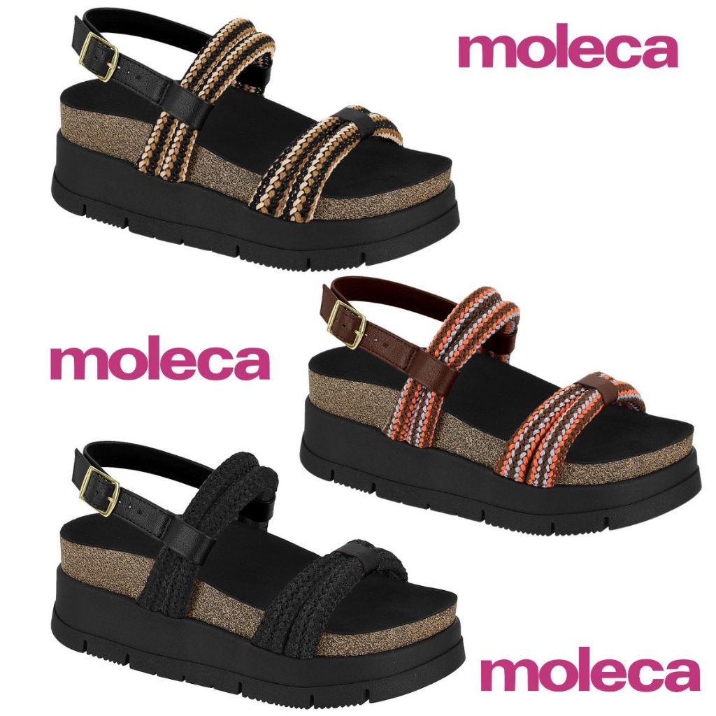 Sandália Feminina Papete Moleca Plataforma Lança