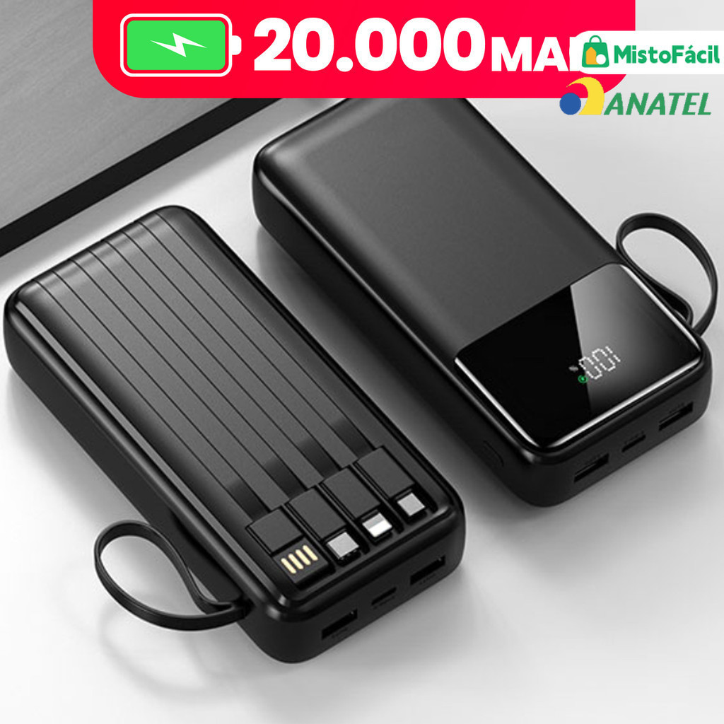 Com 4 portas USB, Carregador Portátil, Power Bank