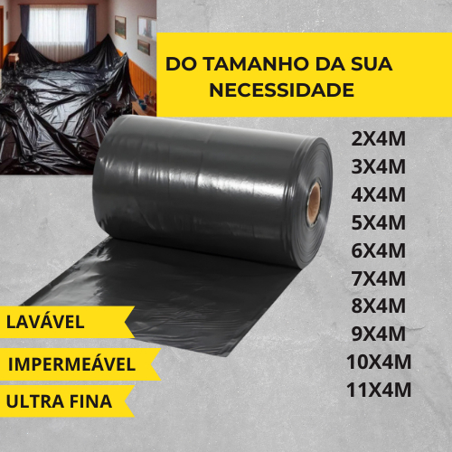 Lona Plástica Preta, Proteção Pintura, Obra, Re