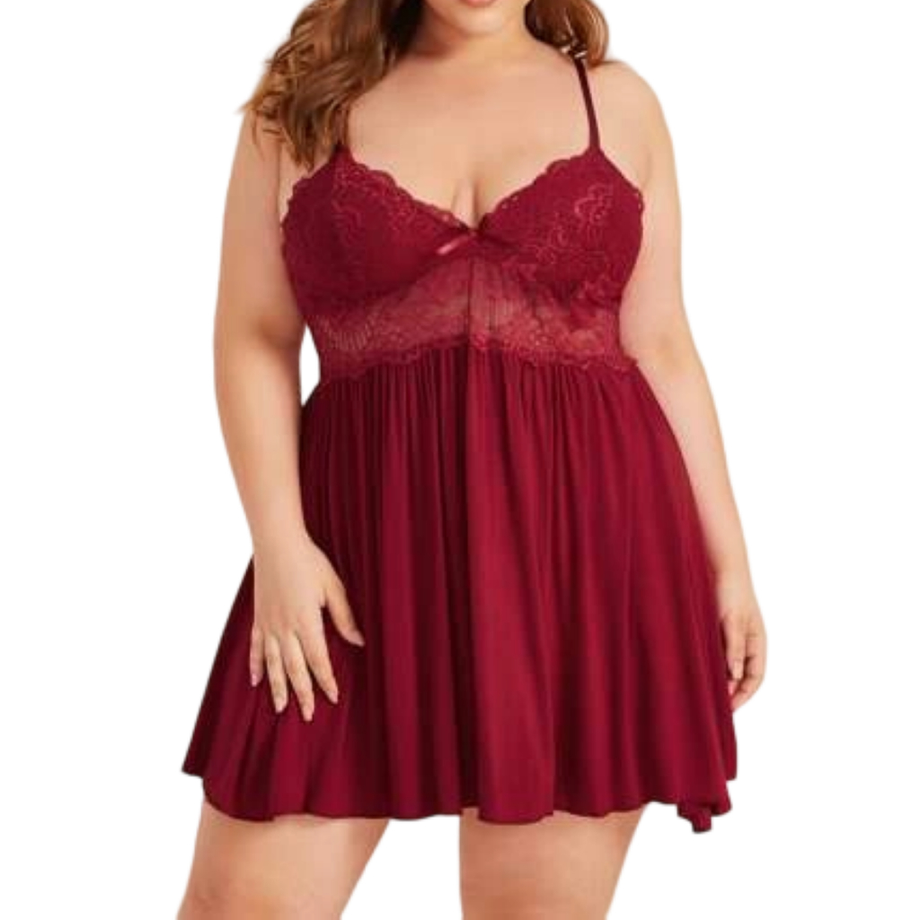 Camisola Plus Size Sensual Sem Bojo Detalhe em Ren