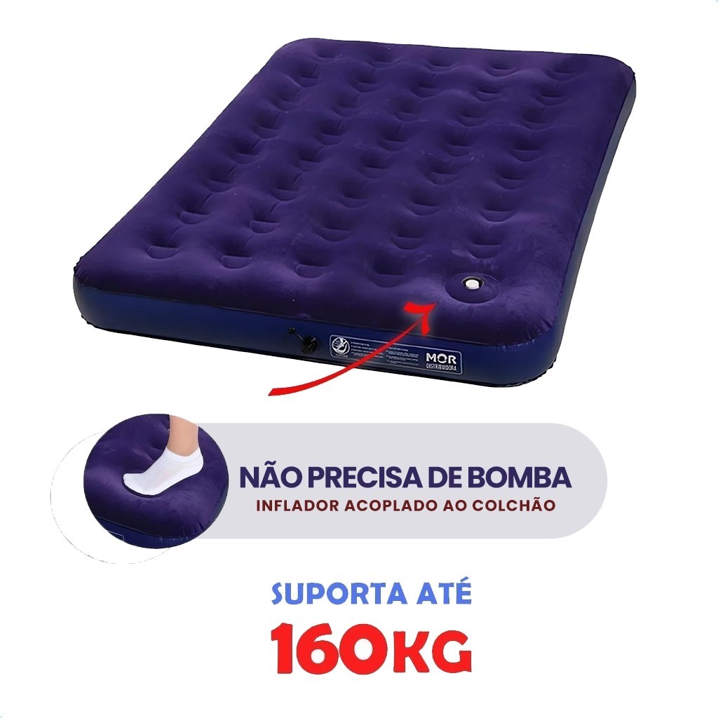 Colchão Inflável Casal Fole Embutido Multiuso co