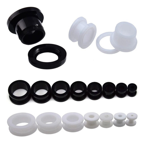 Alargador Piercing  Túnel De Acrílico Preto 01 U