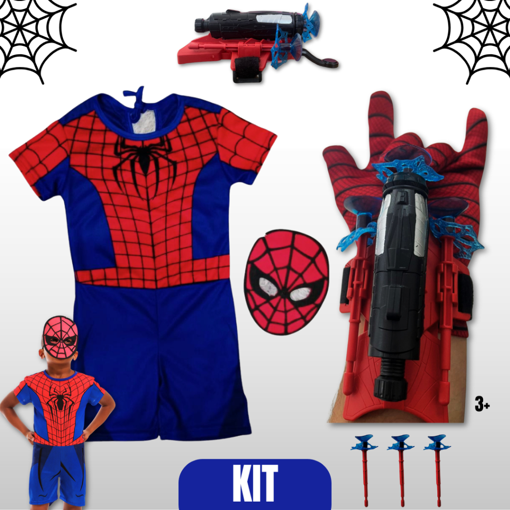 Kit Fantasia Infantil Homem-Aranha com Lançador d