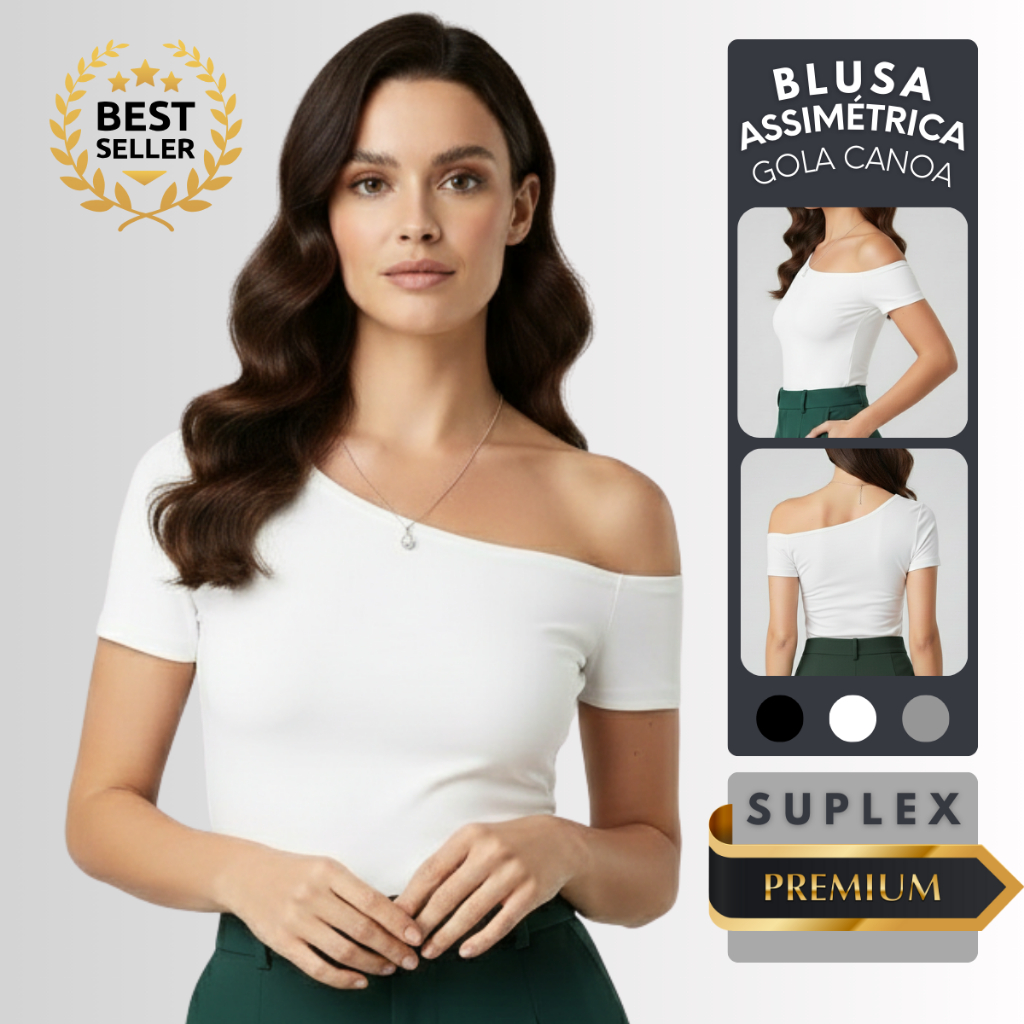Blusa Feminina Estilosa Assimétrica Um Ombro Mula