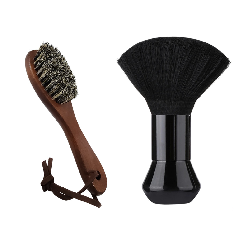 Kit espanador bolinha escova degradê cabelereiro 