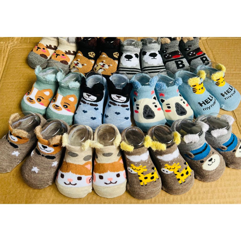 KIT 3-12 pares Meias Infantis com Orelhinhas e Est