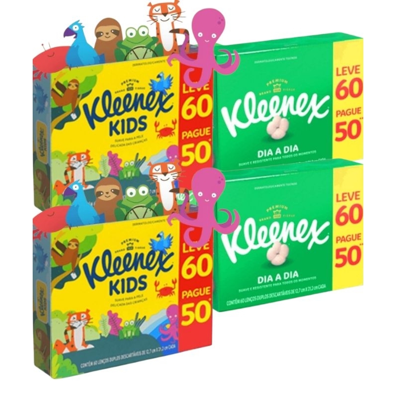 kit com 4 caixa de lenço  cada caixa vem 60 lenç