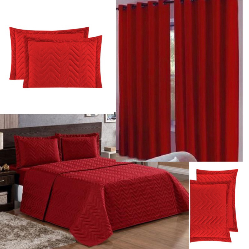 Kit 4 Peça – Cobre leito  + Cortina Roma 3 