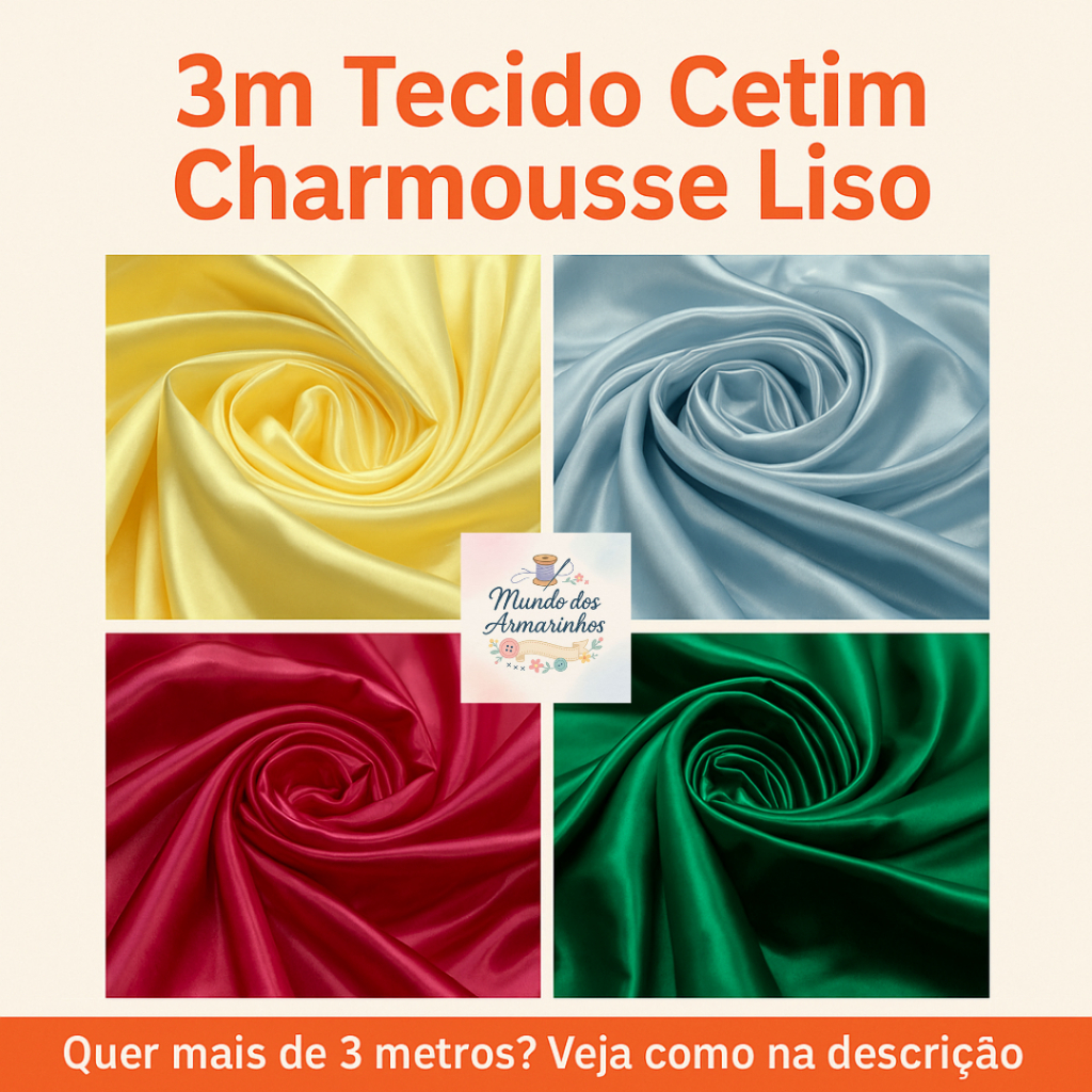 Tecido Cetim Charmousse 3 Metros  Largura 1,50m | 