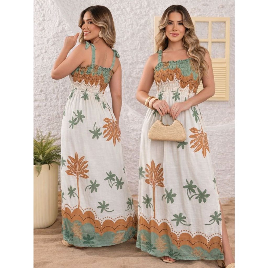 Vestido Longo Estampado Floral Feminino Alcinha La