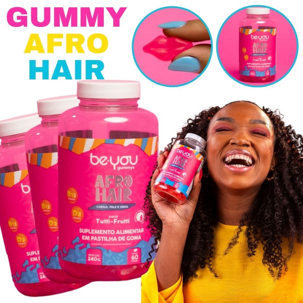 Gummy Hair Afro Be You Multivitamínico Unhas Cabe