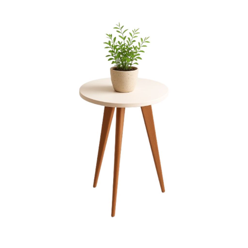 Mesa de Apoio Redonda Mesa Lateral de MDF Pés Pal