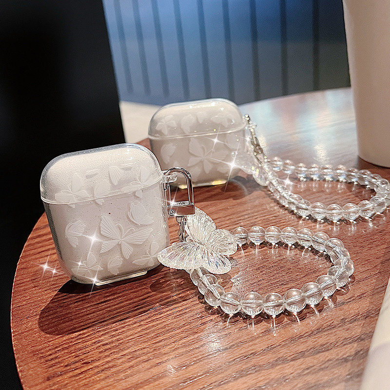 capa protetora Luxo borboleta branca para airpods 