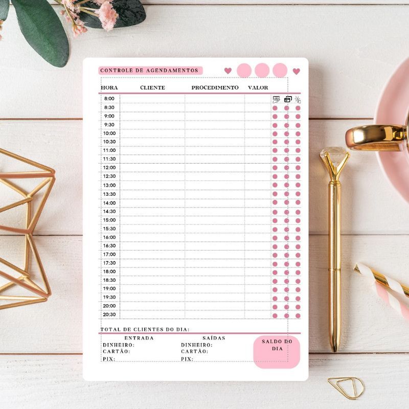 Agenda para agendamento de clientes com 100 págin