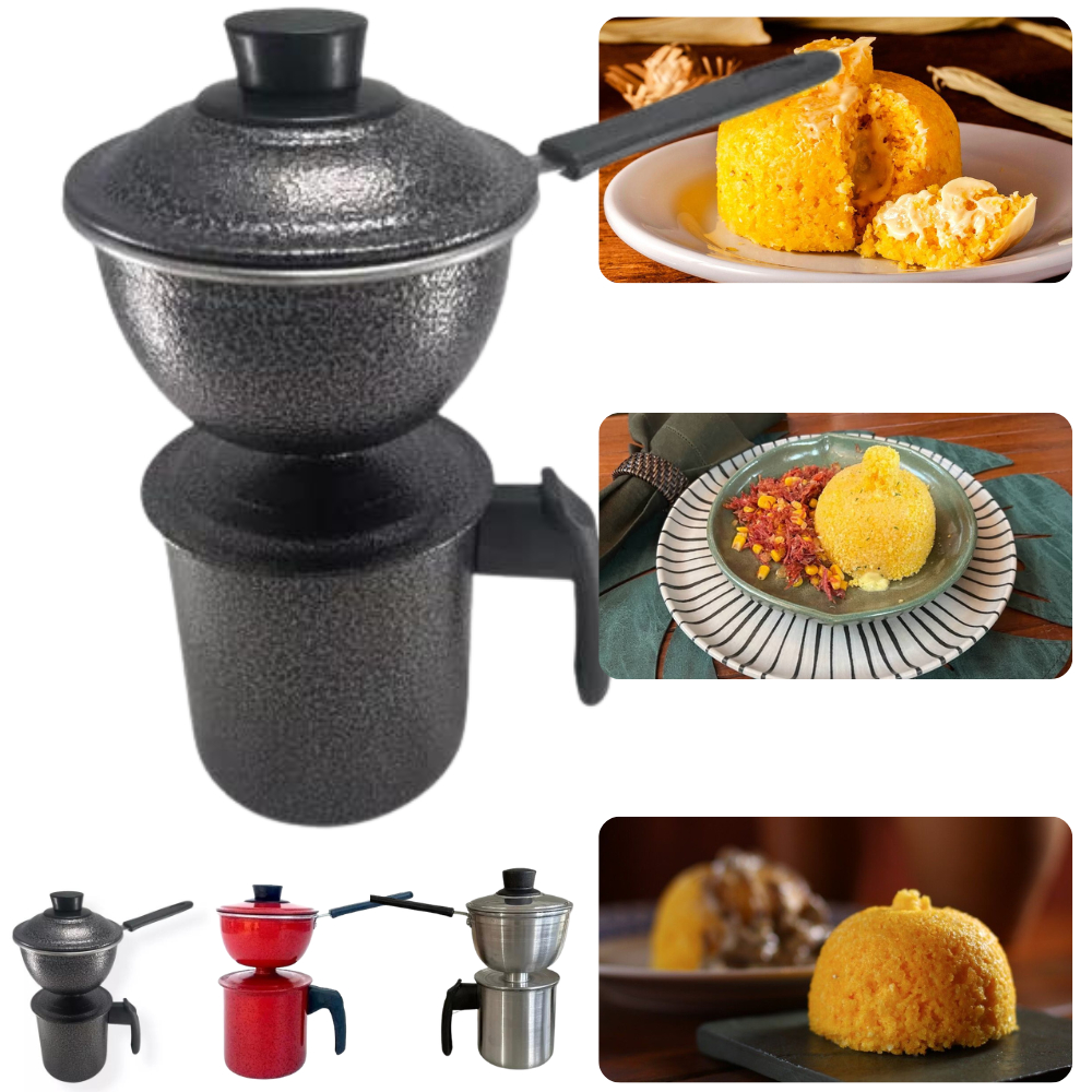 Cuscuzeira individual Alumínio 2 em 1 Porção Ú