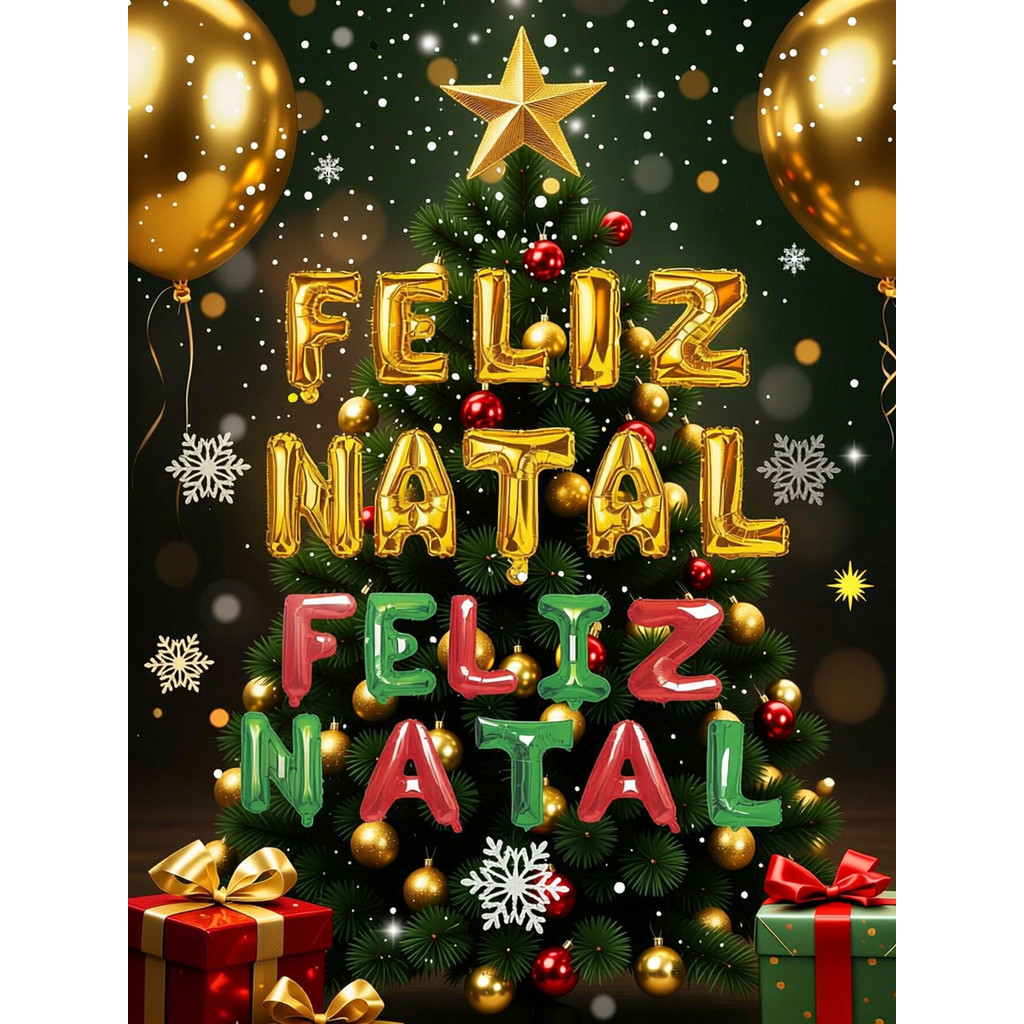 Kit C/ 10 Balões Festa Metalizados FELIZ NATAL DE