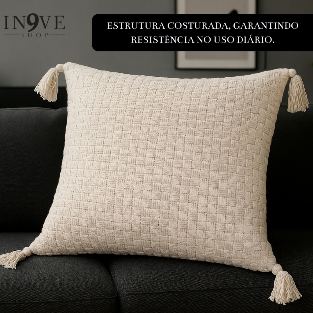 Capa de almofada PomPom 40x40CM cru em 100% algod�