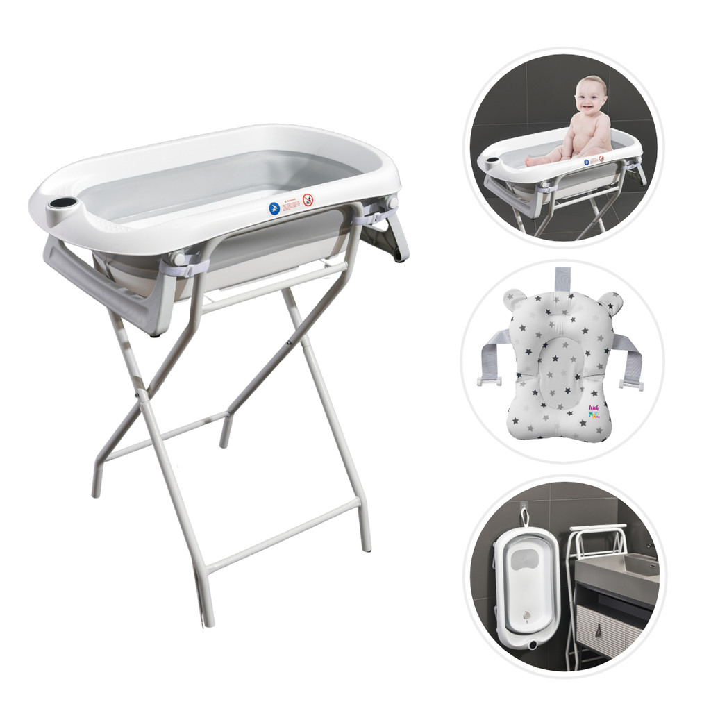 Banheira Para Bebê Dobrável C/Suporte Wish Branc