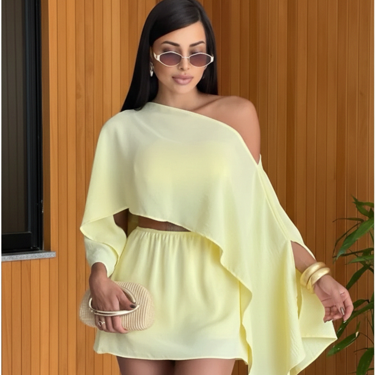 Conjunto Feminino 3 Peças Short Saia + Cropped +