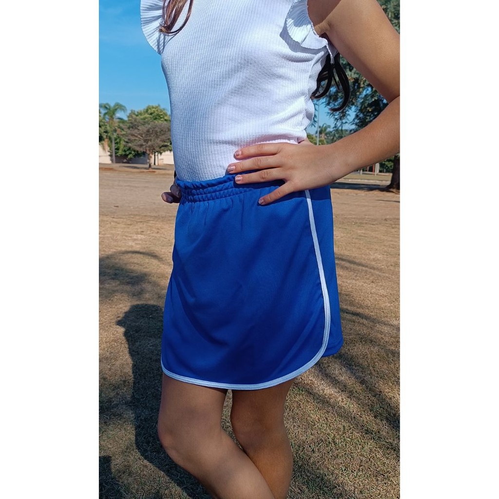Shorts-saia Escolar Infantil/Juvenil Royal c viés