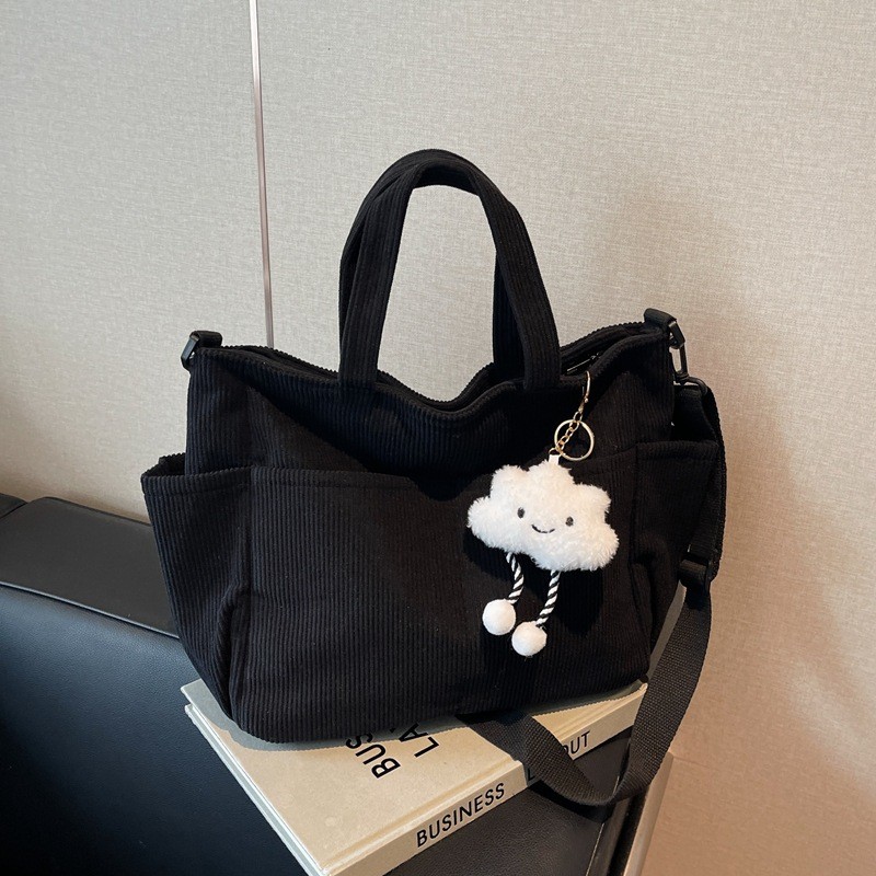 Bolsa Feminina Cotelê Coreana Grande Capacidade O