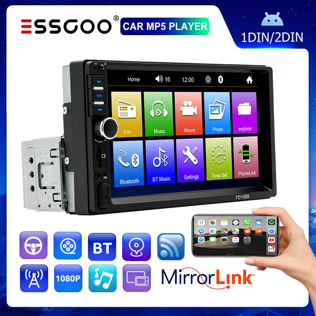 ESSGOO 7018B 2 Din Player Do Carro Din MP5 Bluetoo