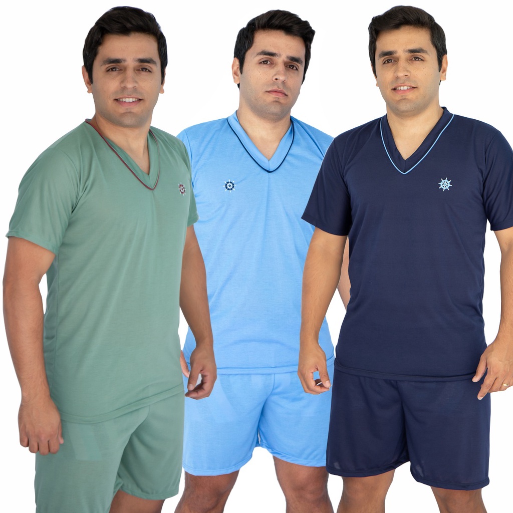 Promoção Pijama Masculino Liso Curto Verão Shor