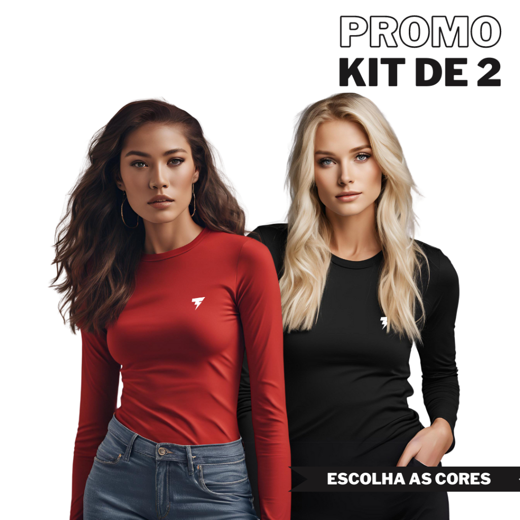 Kit 2 Camiseta Feminina Proteção Solar UV+50 Seg
