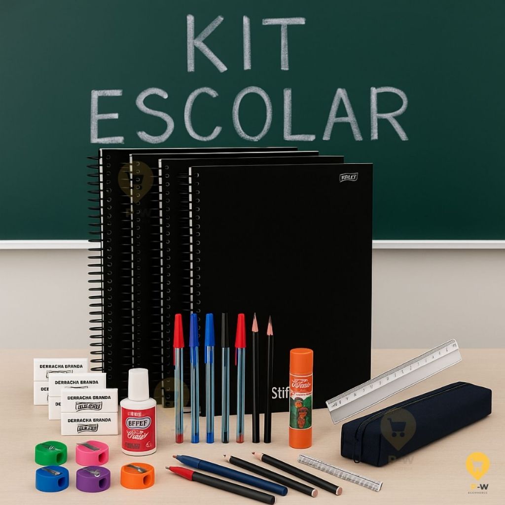 Kit Material Escolar Completo 15 Itens Volta Ás A