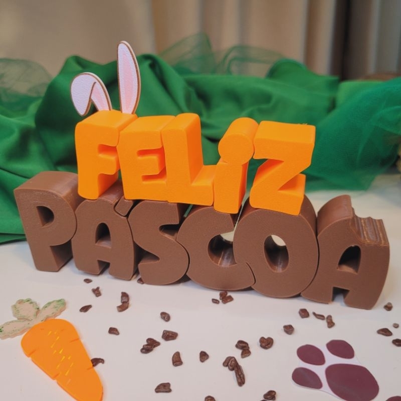 Letreiro Feliz Páscoa com Orelhinha Enfeite para 