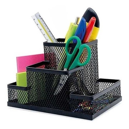 Cesta Porta Caneta Lapis Pincel 4 Divisórias Orga
