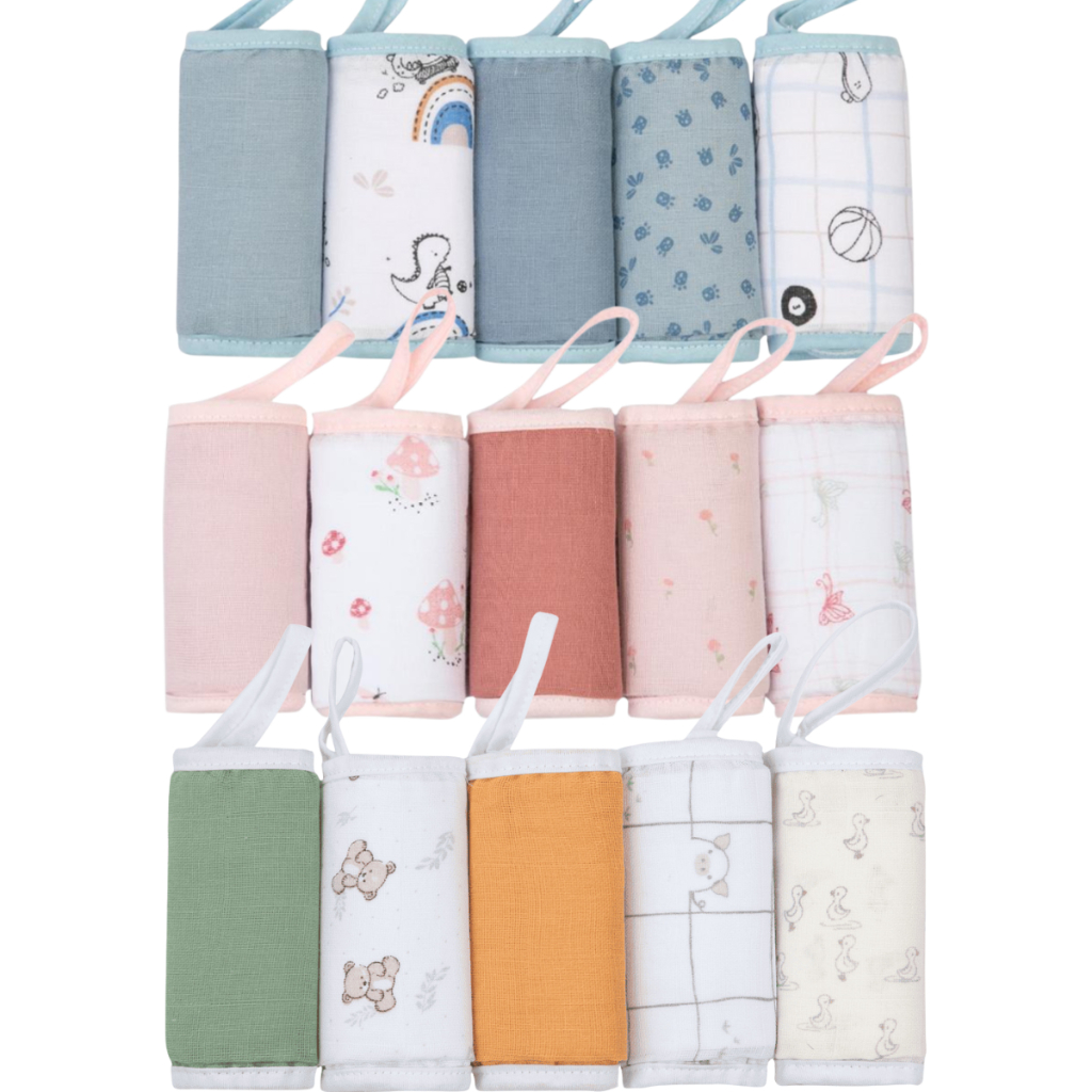 Kit 5 Panos de Boca com Prendedor de Chupeta Papi 