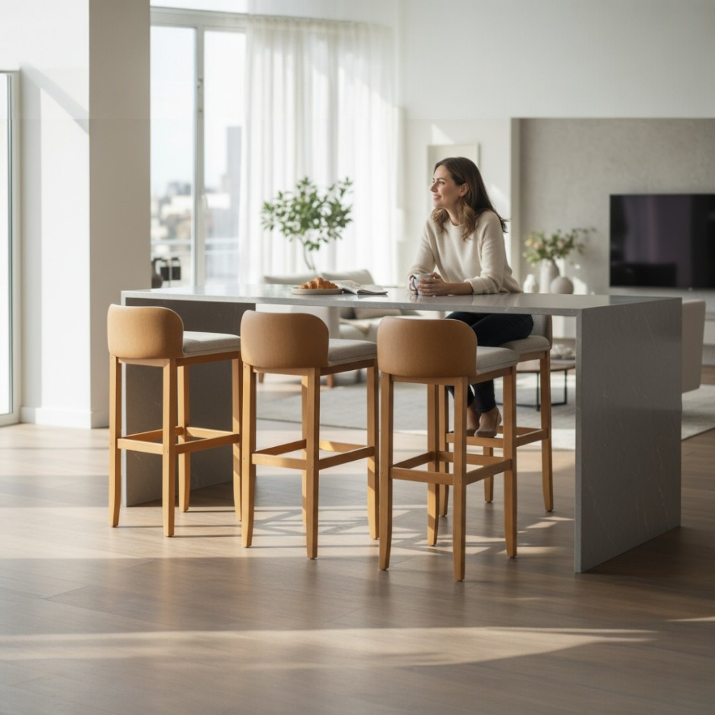 Kit 3 Banquetas Onix Eucalipto Maciço Design em L