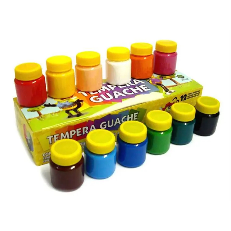 Tinta Tempera Guache 15 Ml 12 Cores Vivas Acrilex
