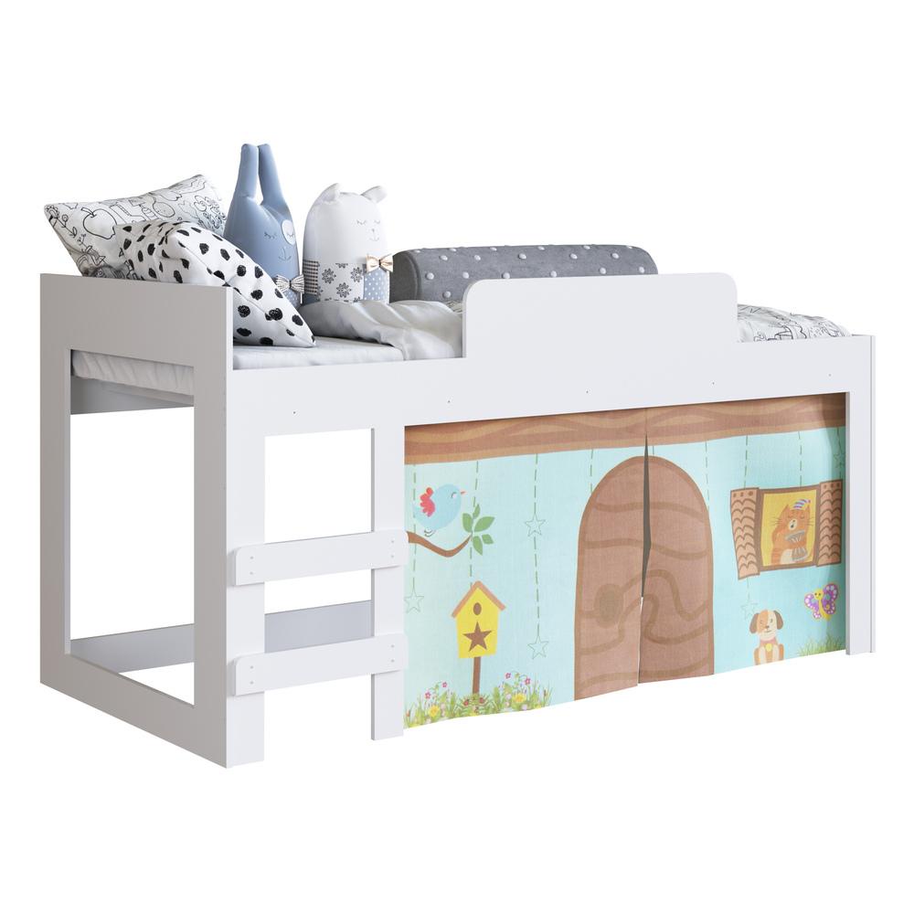 Cama Infantil com Cortinas para Colchão 188x88cm 