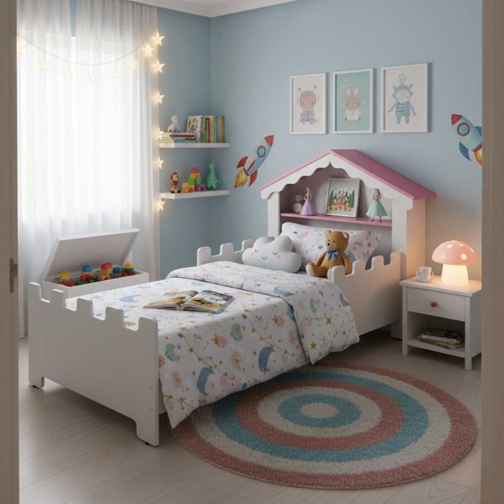 Cama Casinha Infantil E Colchão Incluso Castelo M