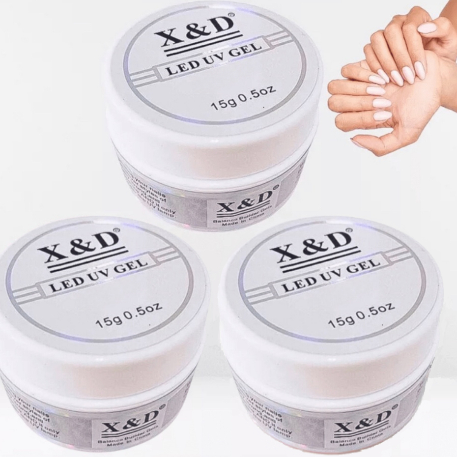 KIT 3 Gel 15g XED Para Unhas Gel fibra XED XD Prof