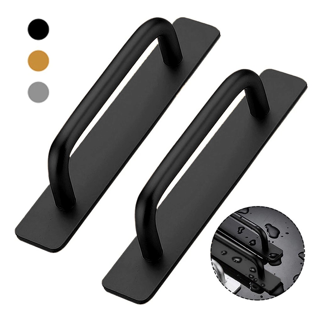 kit 2 Puxador De Porta Auto-adesivo Alumínio Sem 