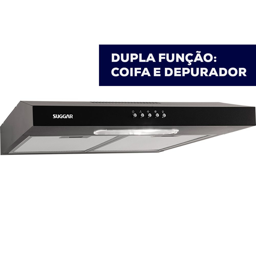Depurador Slim Suggar 60cm 3 Velocidades Preto DPS