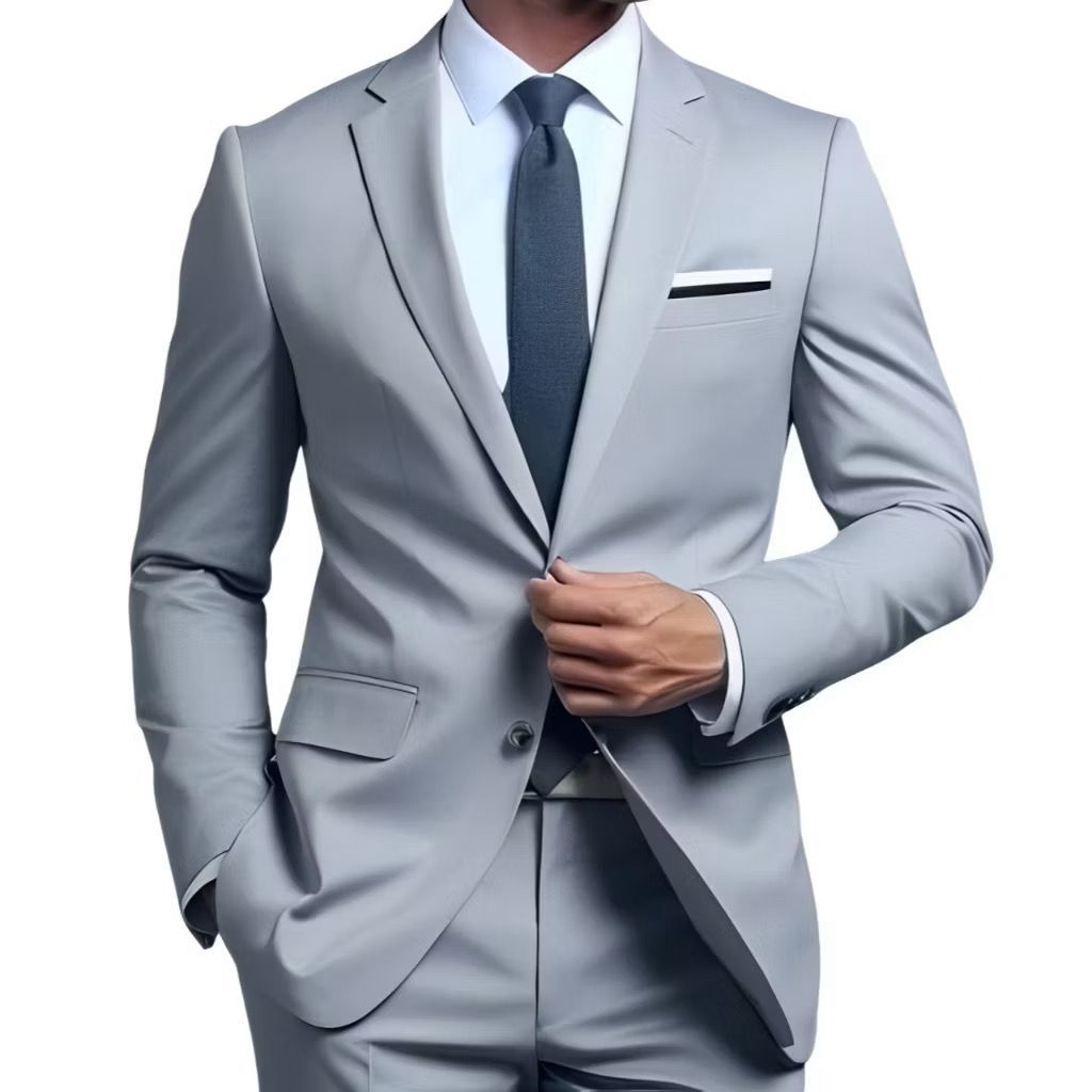 Terno Cinza Claro Oxford Masculino Slim Executivo 