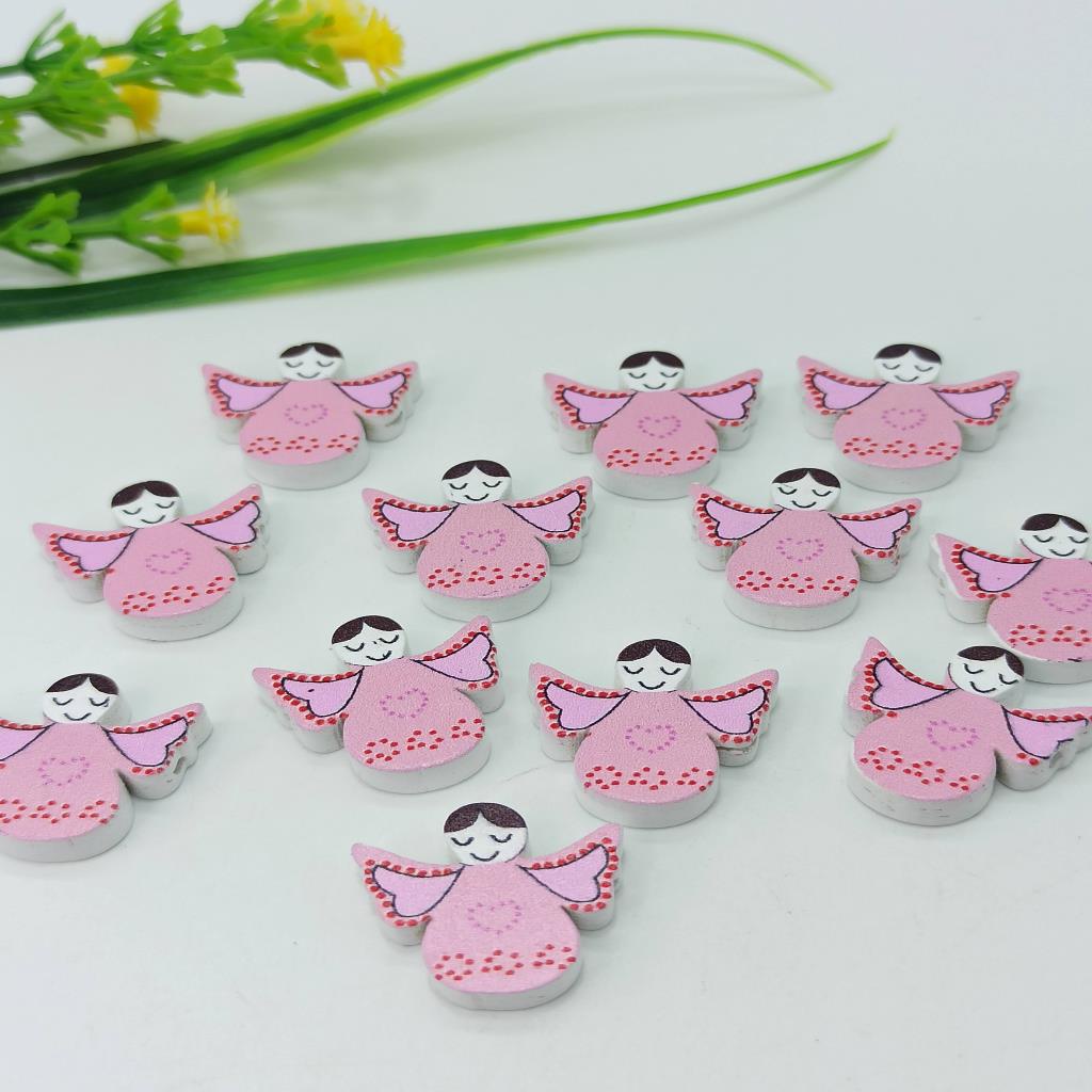 Anjo de Madeira 2cm Furo Passante (10pçs)