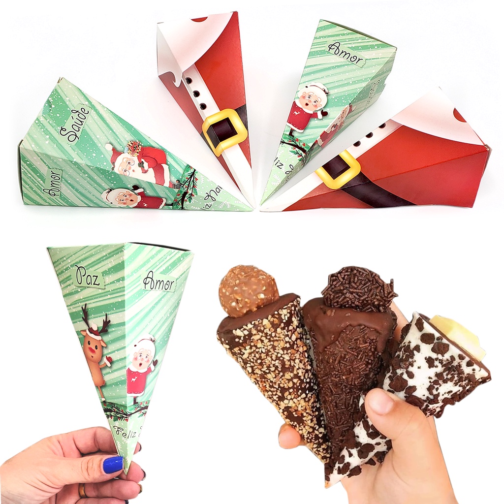 Caixas para Cone Trufado Pirâmide lembrancinha de