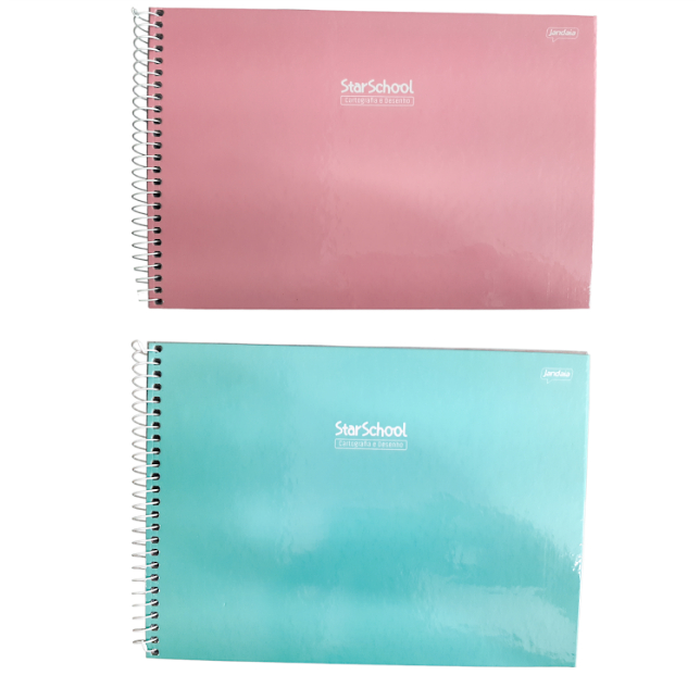 Caderno Cores Pasteis Cartografia e Desenho 80 fol