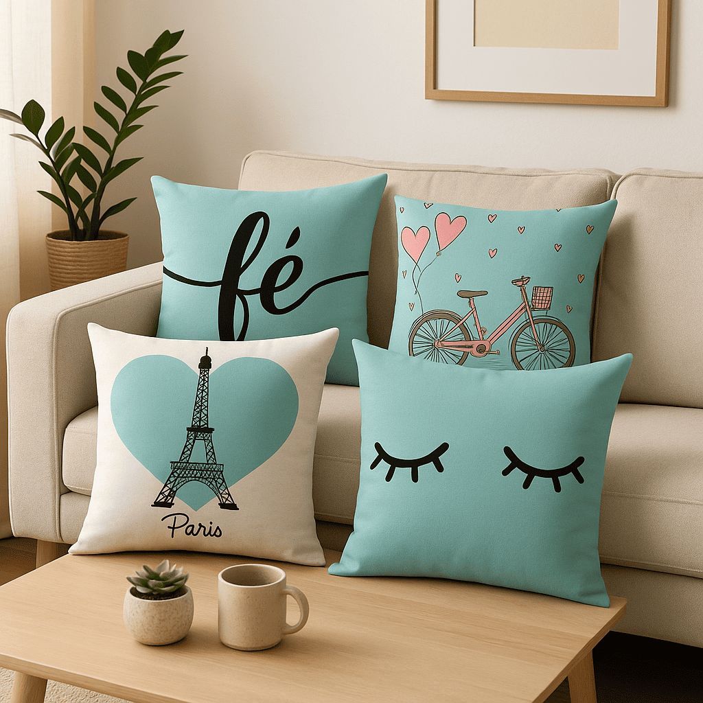 Kit 4 Capas De Almofada Modern Print 45X45 Estampa