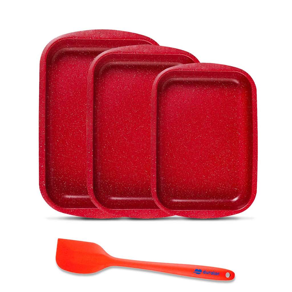 Jogo Assadeiras 4 Peças Espatula Silicone Vermelh