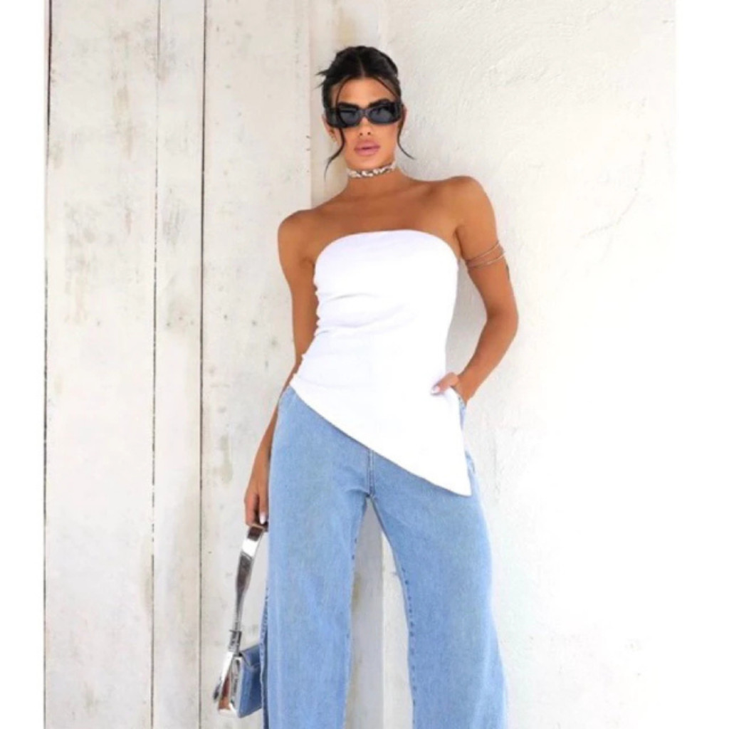 Blusa Feminina Tomara Que Caia Com Bojo e Fenda Es